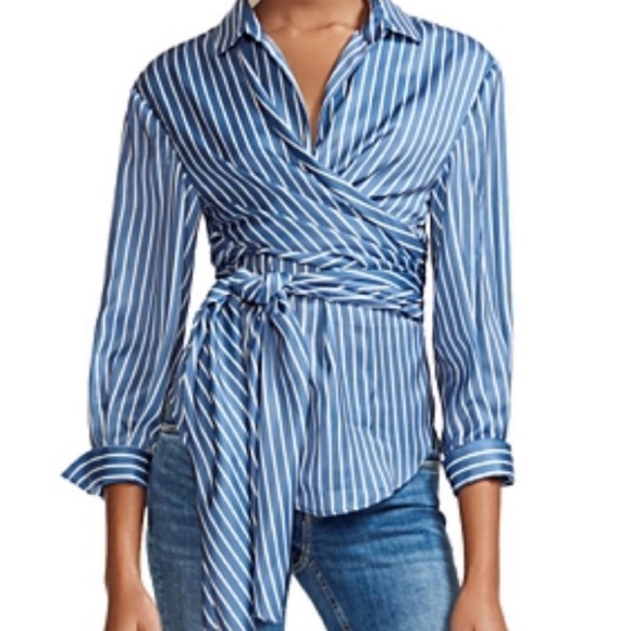 Maje Tops - Maje Cosa Striped Wrap Front Blouse, Size 2